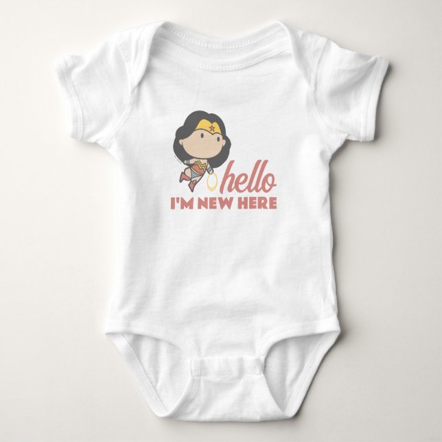 Wonder Woman | Hello, I'm New Here - New Baby Baby Bodysuit (Front)