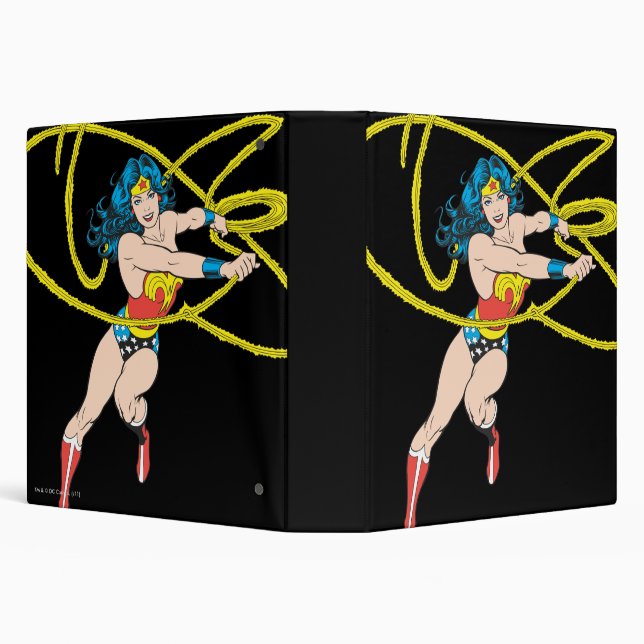 Wonder Woman Holds Lasso 1 3 Ring Binder (Background)