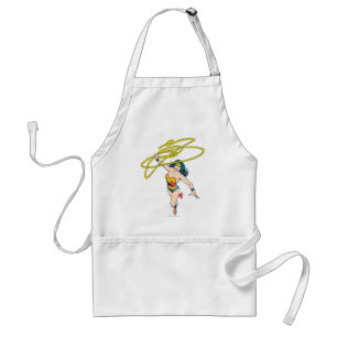 Wonder Woman Holds Lasso 2 Adult Apron