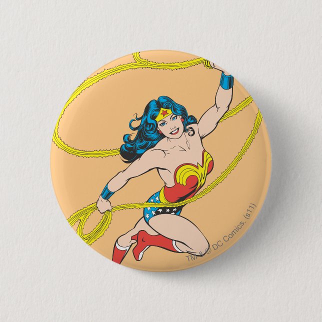 Wonder Woman Holds Lasso 3 Pinback Button (Front)