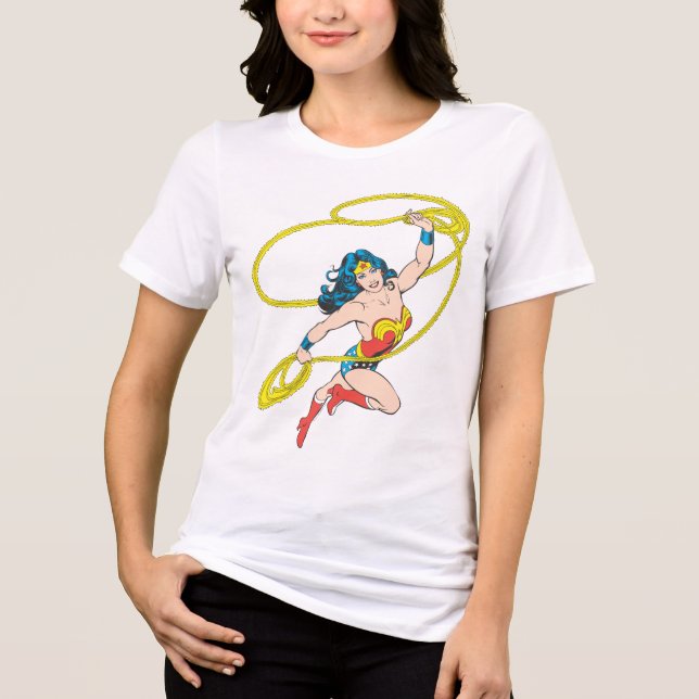 Wonder Woman Holds Lasso 3 Tri-Blend Shirt (Front)