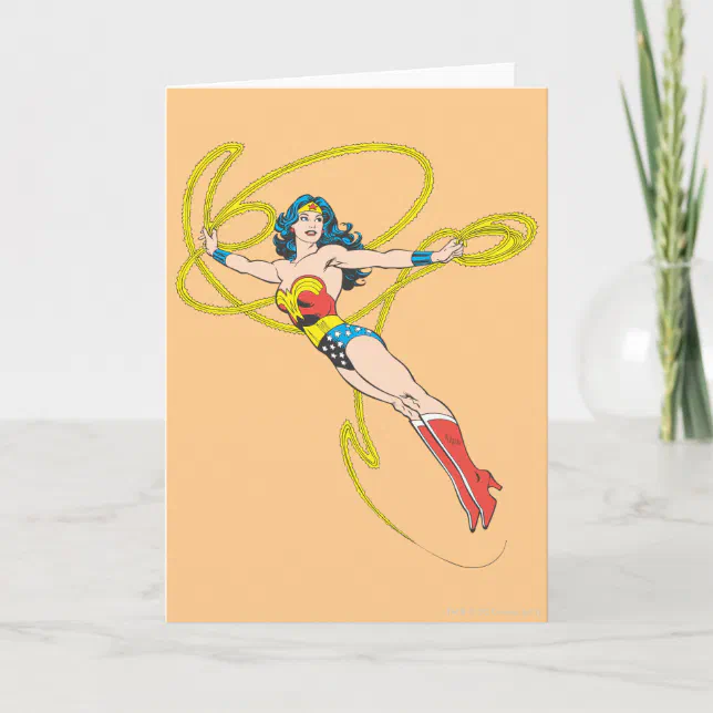 Wonder Woman Holds Lasso 4 Card Zazzle