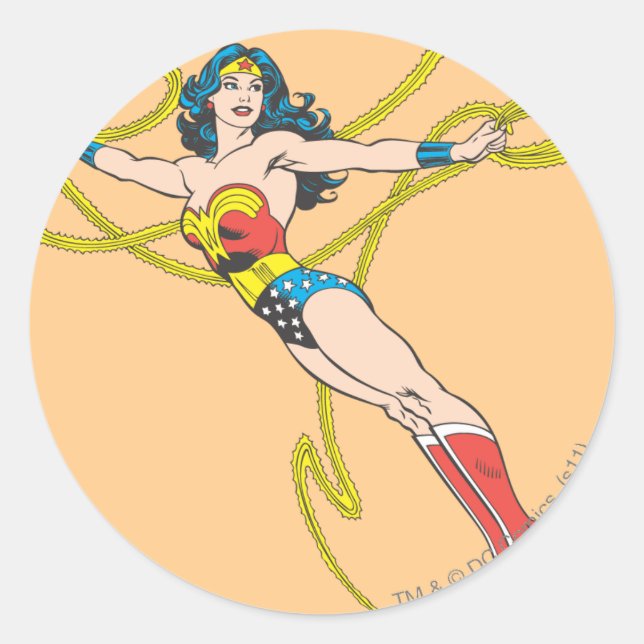 Wonder Woman Holds Lasso 4 Classic Round Sticker (Front)