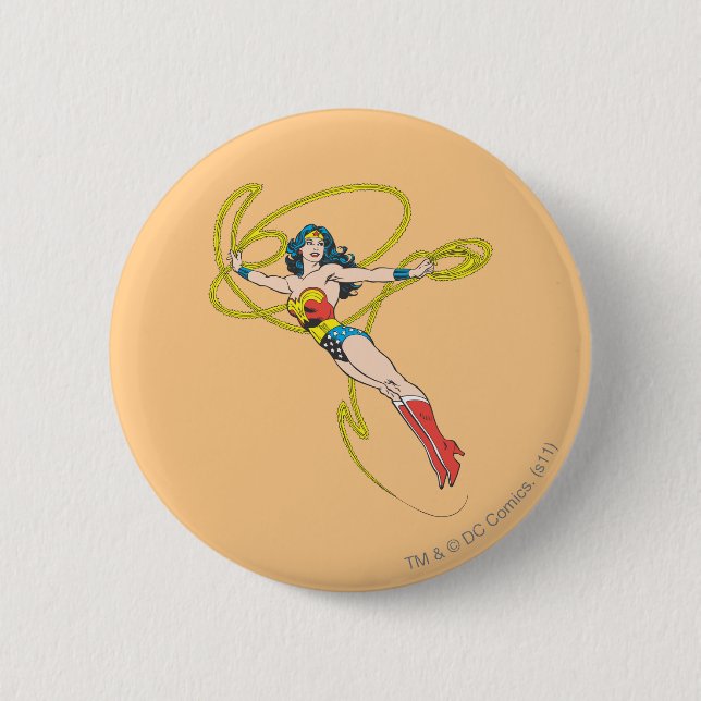 Wonder Woman Holds Lasso 4 Pinback Button (Front)