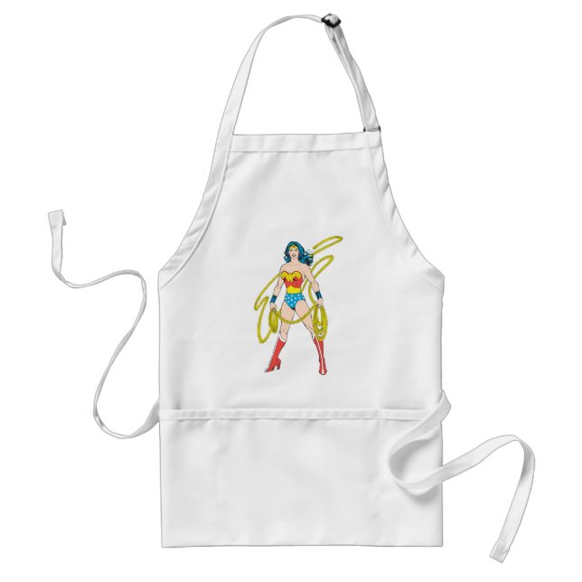 Wonder Woman Holds Lasso 5 Adult Apron (Front)