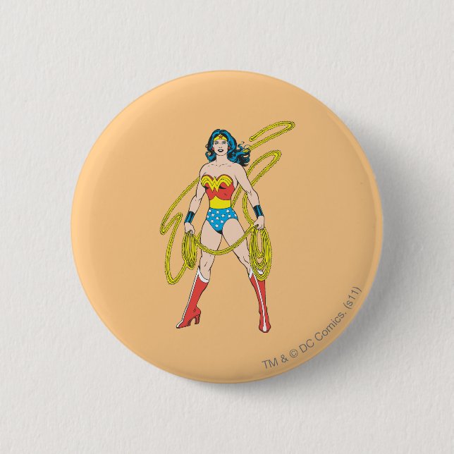 Wonder Woman Holds Lasso 5 Pinback Button (Front)
