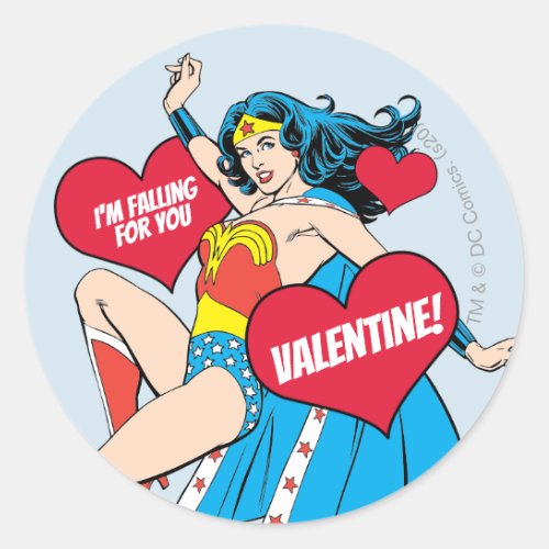 Wonder Woman  Im Falling For You Valentine Classic Round Sticker