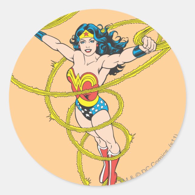 Wonder Woman in Lasso Classic Round Sticker (Front)