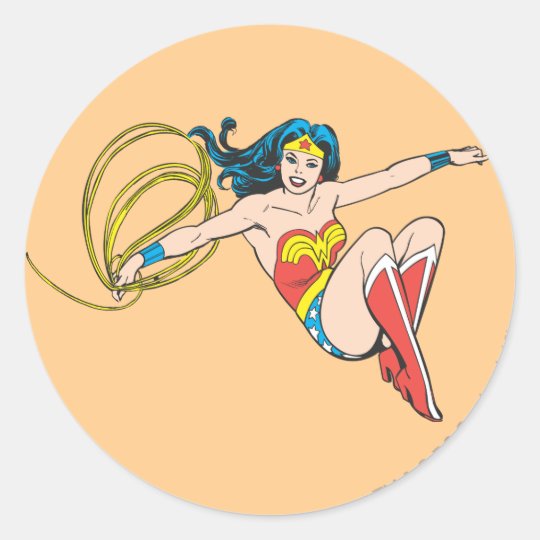 Wonder Woman Jumping Classic Round Sticker