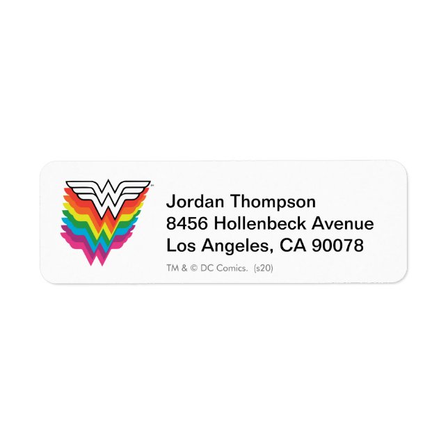 Wonder Woman Layered Rainbow Logo Label (Front)