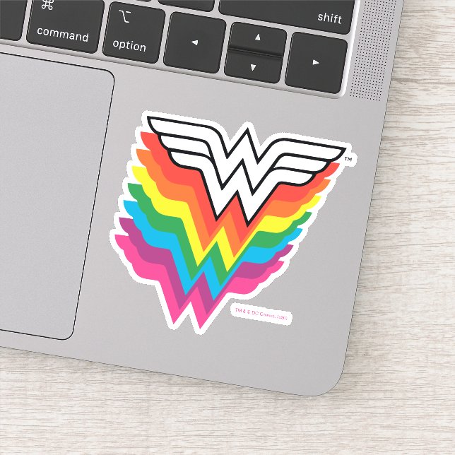 Wonder Woman Layered Rainbow Logo Sticker (Detail)