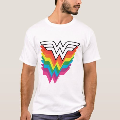 Wonder Woman Layered Rainbow Logo T_Shirt