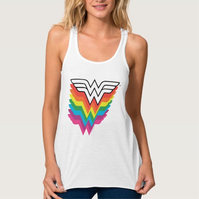 Wonder Woman Layered Rainbow Logo Tank Top (Front)