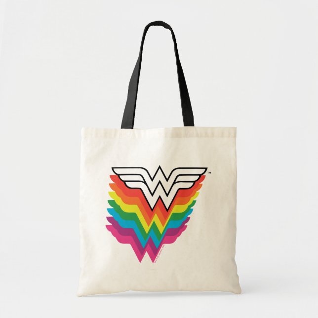 Wonder Woman Layered Rainbow Logo Tote Bag (Front)