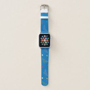 Wonder Woman Logo and Stars Blue Pattern Apple Watch Band