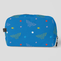 Wonder Woman Logo and Stars Blue Pattern Dopp Kit