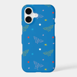 Wonder Woman Logo and Stars Blue Pattern iPhone 17 Case