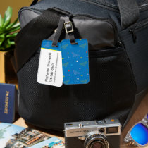 Wonder Woman Logo and Stars Blue Pattern Luggage Tag