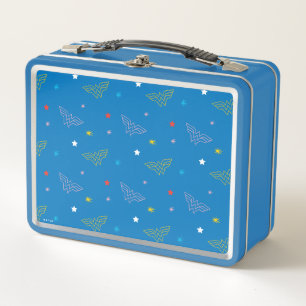 Wonder Woman Logo and Stars Blue Pattern Metal Lunch Box