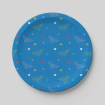 Wonder Woman Logo and Stars Blue Pattern Paper Plates