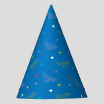 Wonder Woman Logo and Stars Blue Pattern Party Hat