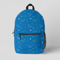 Wonder Woman Logo and Stars Blue Pattern Printed Backpack