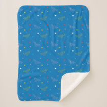 Wonder Woman Logo and Stars Blue Pattern Sherpa Blanket