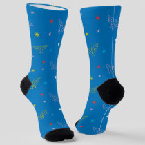 Wonder Woman Logo and Stars Blue Pattern Socks