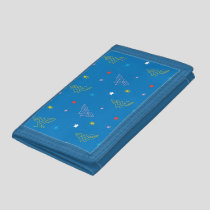 Wonder Woman Logo and Stars Blue Pattern Tri-fold Wallet