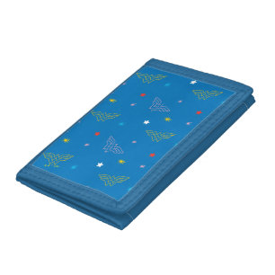 Wonder Woman Logo and Stars Blue Pattern Trifold Wallet
