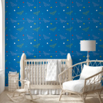 Wonder Woman Logo and Stars Blue Pattern Wallpaper