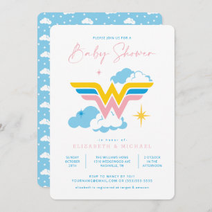 Wonder Woman Logo   Baby Shower Invitation