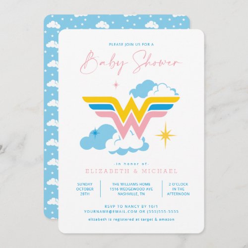 Wonder Woman Logo  Baby Shower Invitation