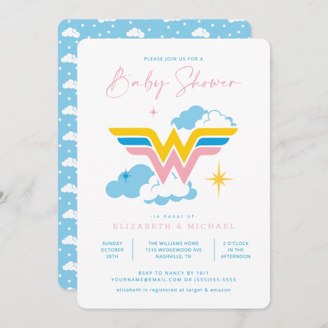 Wonder Woman Logo | Baby Shower Invitation (Front/Back)
