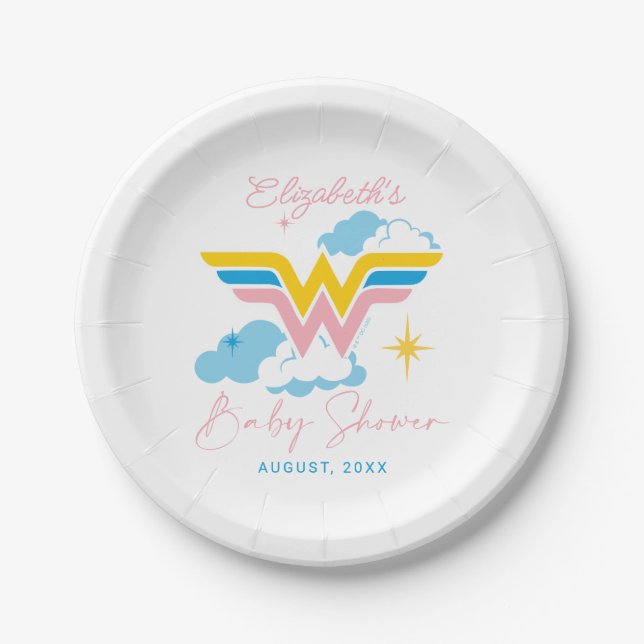 Wonder Woman Logo | Baby Shower Paper Plates (Front)