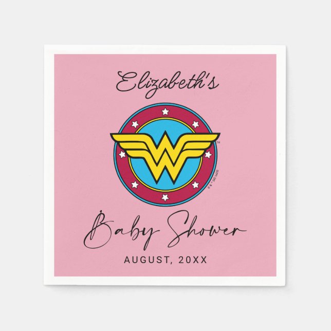 Wonder Woman Logo | New Baby Coming Soon Napkins (Front)