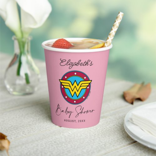 Wonder Woman Logo  New Baby Coming Soon Paper Cups