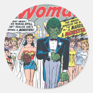 Wonder Woman Married a Monster Classic Round Sticker