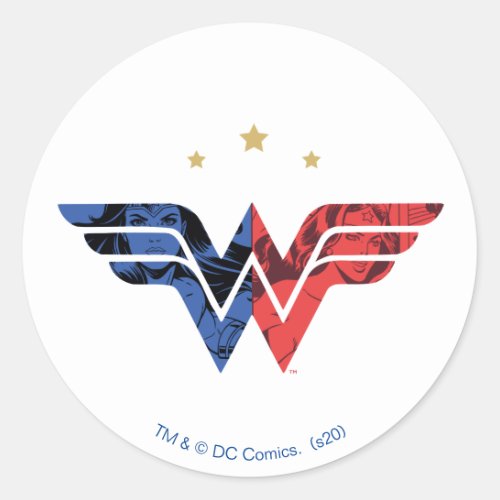 Wonder Woman Modern  Retro Comic Overlay Logo Classic Round Sticker