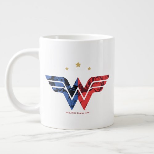 Wonder Woman Modern  Retro Comic Overlay Logo Giant Coffee Mug