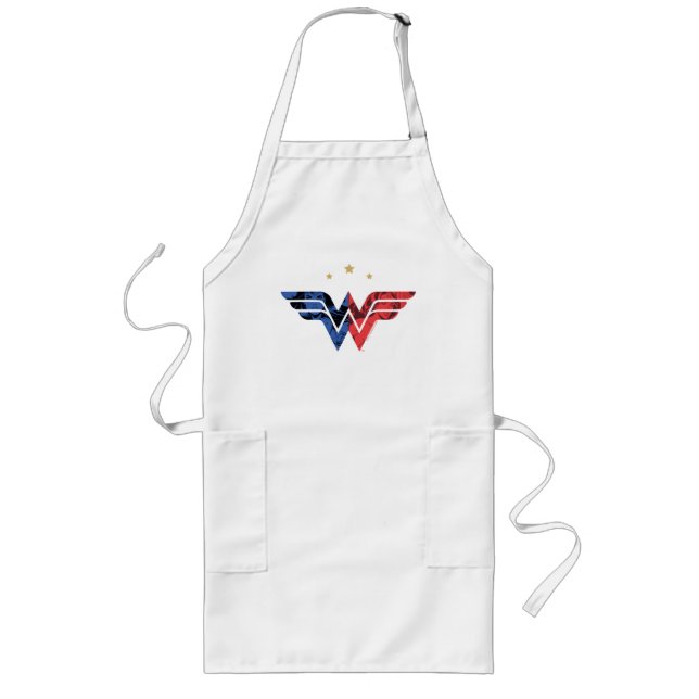 Wonder Woman Modern & Retro Comic Overlay Logo Long Apron (Front)