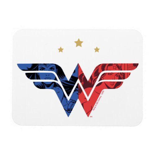 Wonder Woman Modern  Retro Comic Overlay Logo Magnet