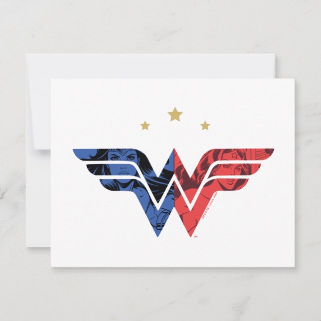 Wonder Woman Modern & Retro Comic Overlay Logo Note Card (Front)