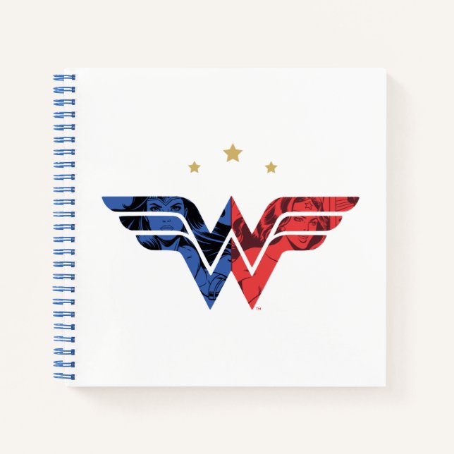 Wonder Woman Modern & Retro Comic Overlay Logo Notebook (Front)