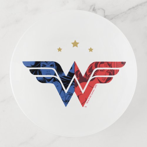 Wonder Woman Modern  Retro Comic Overlay Logo Trinket Tray