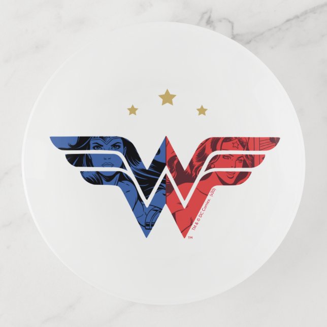 Wonder Woman Modern & Retro Comic Overlay Logo Trinket Tray (Front)