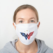 Wonder Woman Modern & Retro Comic Overlay Logo White Cotton Face Mask