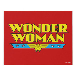 Wonder Woman Name and Logo Faux Canvas Print