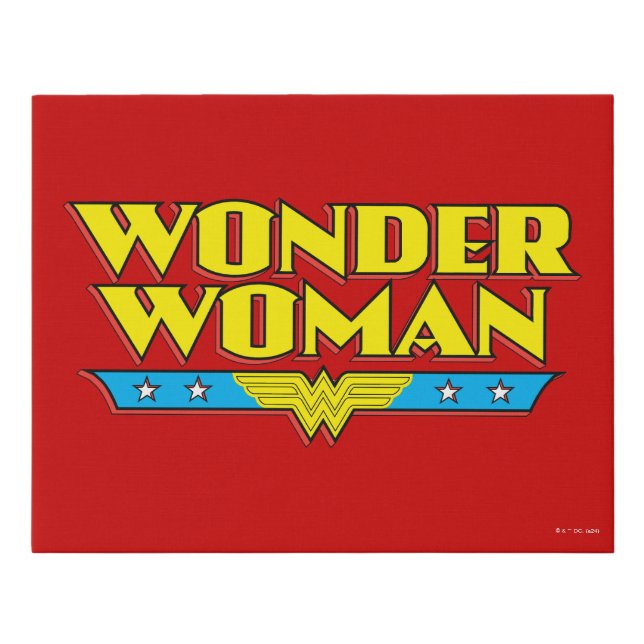 Wonder Woman Name and Logo Faux Canvas Print (Front)