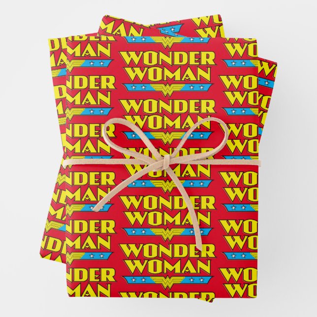 Wonder Woman Name and Logo Wrapping Paper Sheets (In situ)